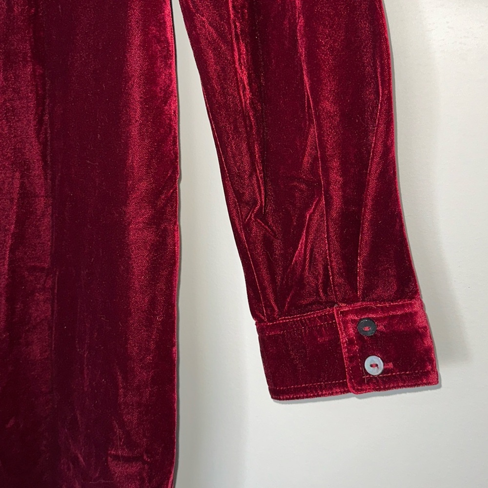 NWT Natural Life Rocky Velvet Button Front Shirt Dress in Cranberry - Picture 7 of 12